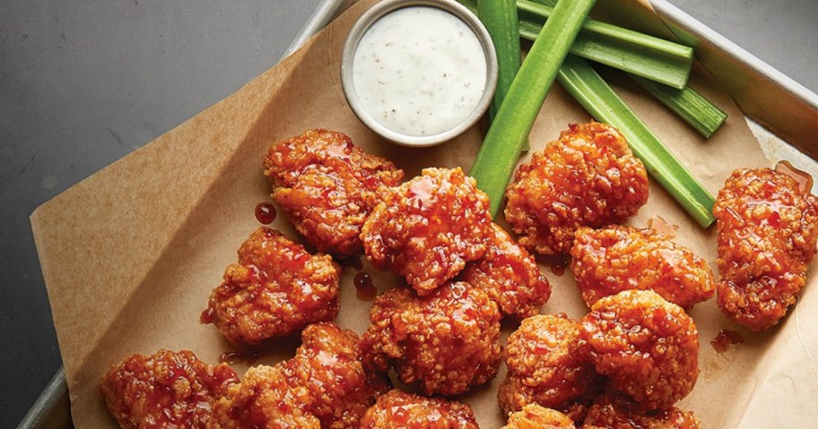 platter of Buffalo Wild Wings Boneless Wings