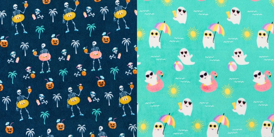2 throw blanket prints with Summer Halloween designs