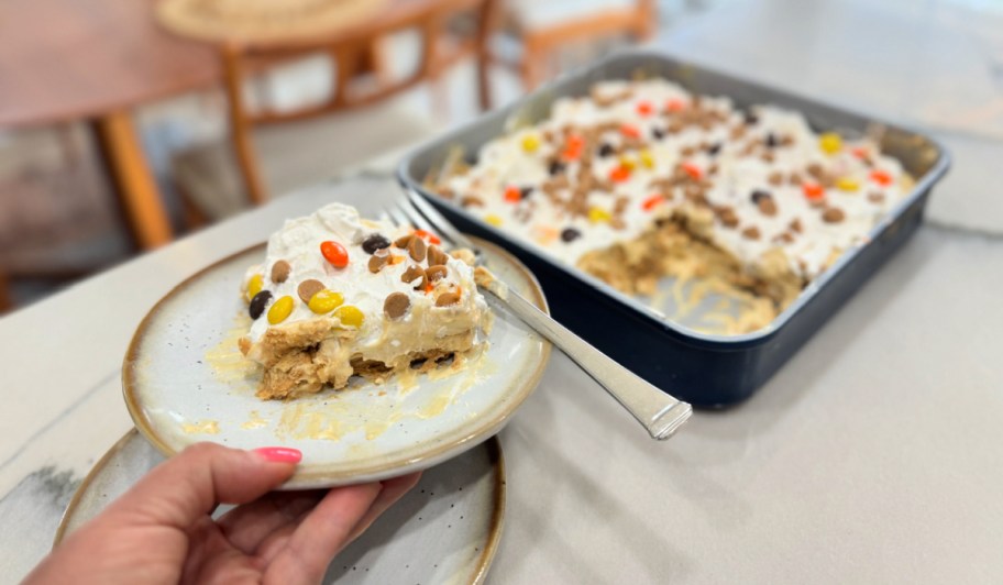 slice of nutter butter ice box cake