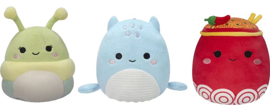 three Squishmallows 8" Flip-A-Mallows Plushies
